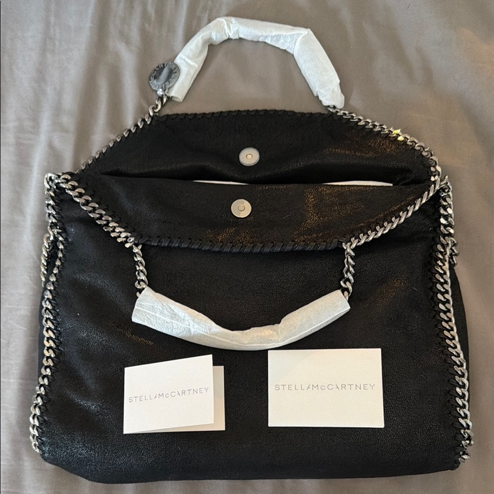 Stella McCartney Black Chain-Trim Shoulder Bag